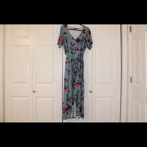 Waist knit wrap flora dress